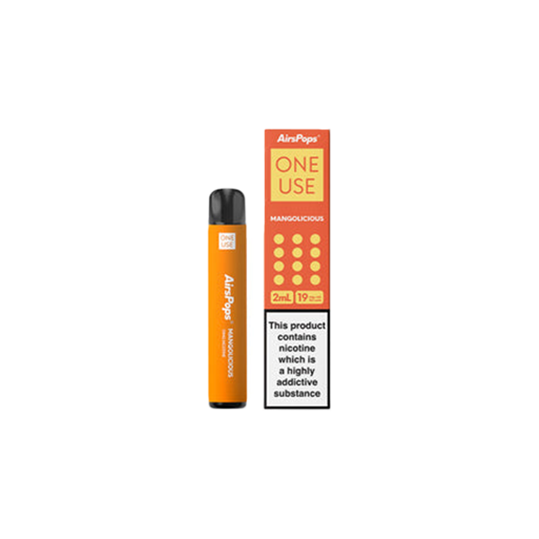 19mg AirsPops ONE Use Disposable Vape 600 Puff - Flavour: Mangolicious