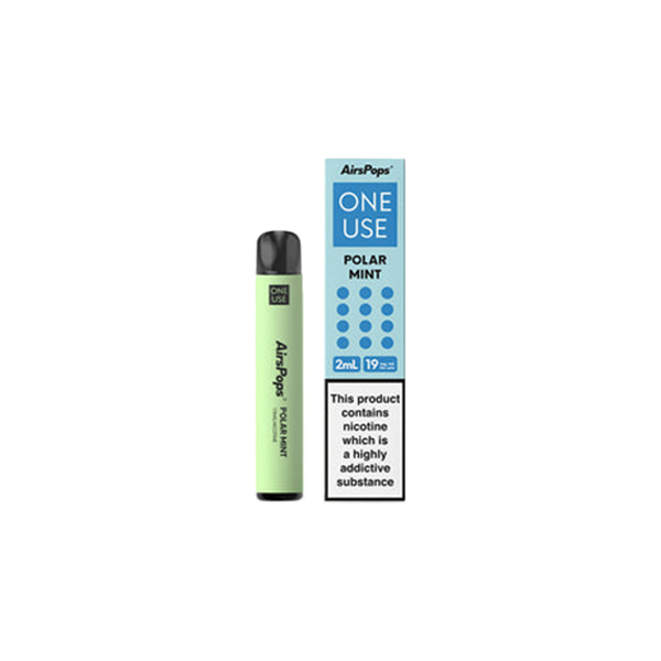 19mg AirsPops ONE Use Disposable Vape 600 Puff - Flavour: Menthol