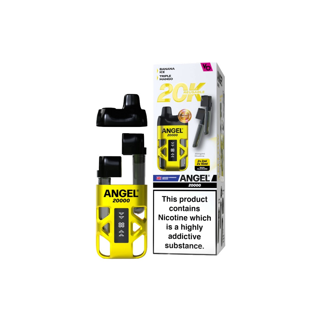 20mg Angel 20000 by Vapes Bars Duel Prefilled Pod Vape Kit 20000 Puffs - Flavour: Yellow Edition