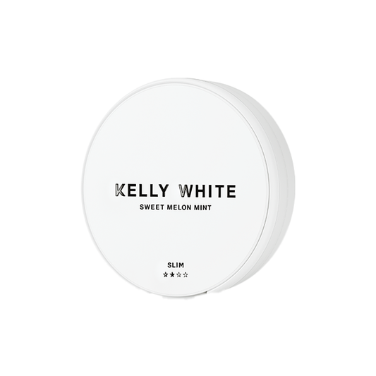 Short Dated :: 10mg Kelly White Medium Slim Nicotine Pouches - 20 Pouches - Flavour: Sweet Melon Mint