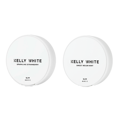 Short Dated :: 10mg Kelly White Medium Slim Nicotine Pouches - 20 Pouches - Flavour: Sweet Melon Mint