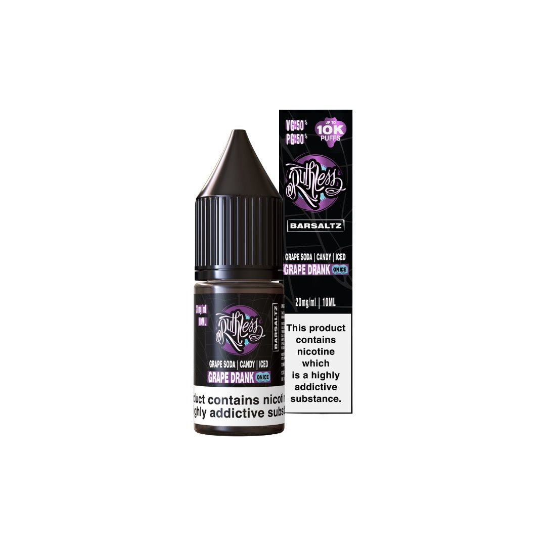 10mg Ruthless Nic Salt 10ml (50VG/50PG) - Flavour: Grape Drank On Ice