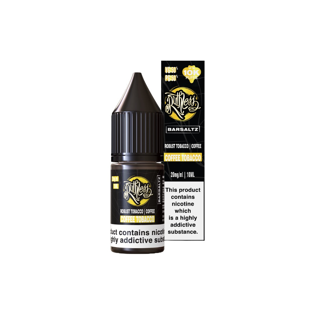 20mg Ruthless Nic Salt 10ml (50VG/50PG) - Flavour: Coffee Tobacco