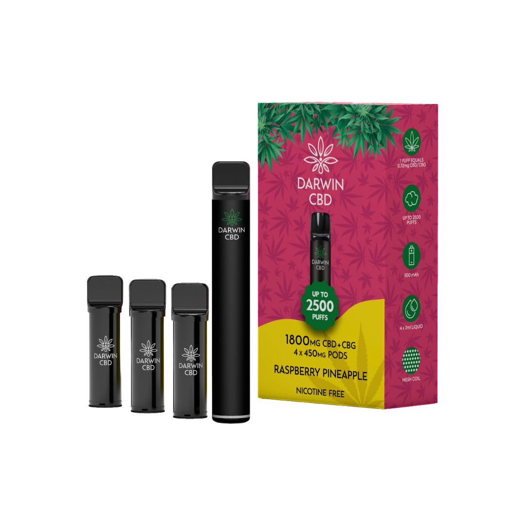 1800mg Darwin CBD + CBG 4 in 1 Pod Vape Kit 2500 Puffs - Flavour: Watermelon Ice