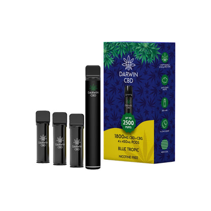 1800mg Darwin CBD + CBG 4 in 1 Pod Vape Kit 2500 Puffs - Flavour: Blueberry Cherry Cranberry