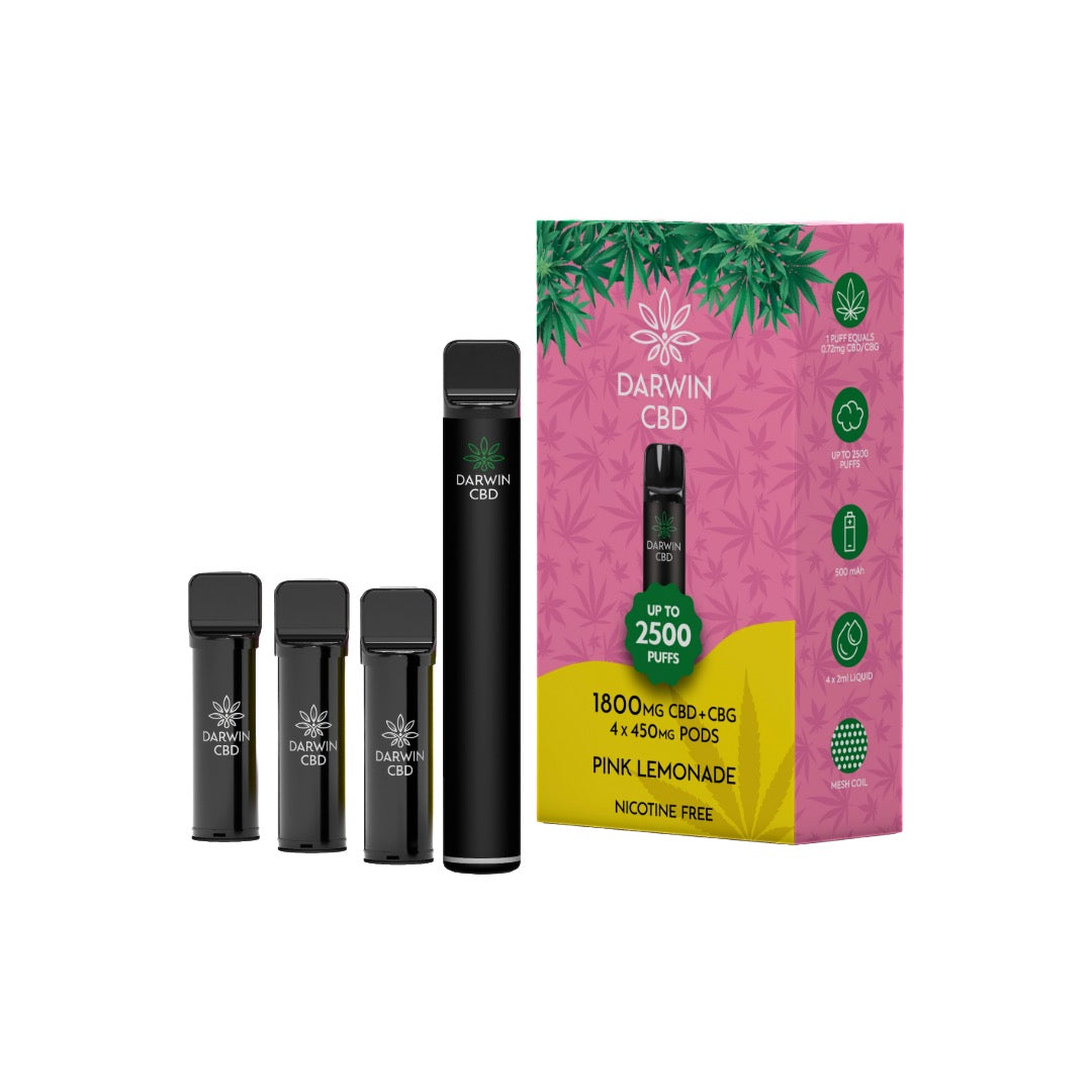 1800mg Darwin CBD + CBG 4 in 1 Pod Vape Kit 2500 Puffs - Flavour: Blueberry Cherry Cranberry