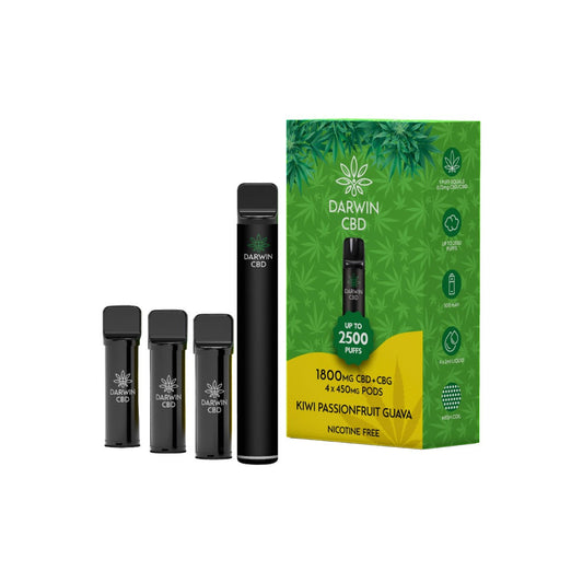 1800mg Darwin CBD + CBG 4 in 1 Pod Vape Kit 2500 Puffs - Flavour: Sweet Strawberry