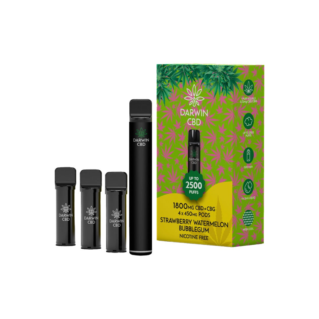 1800mg Darwin CBD + CBG 4 in 1 Pod Vape Kit 2500 Puffs - Flavour: Blueberry Cherry Cranberry
