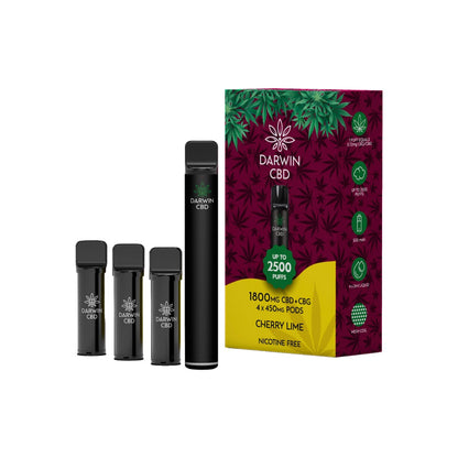 1800mg Darwin CBD + CBG 4 in 1 Pod Vape Kit 2500 Puffs - Flavour: Blue Tropic