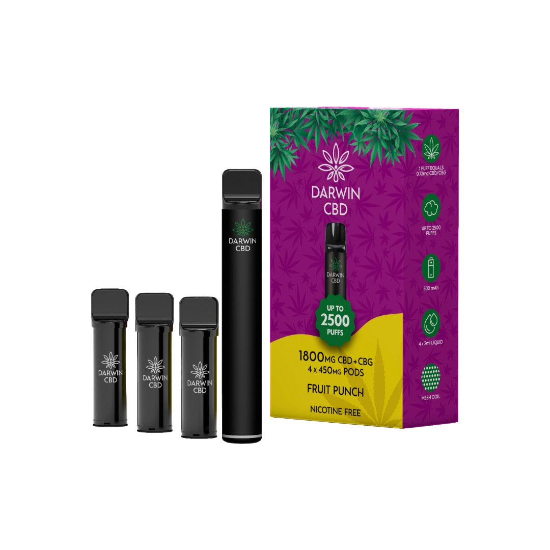 1800mg Darwin CBD + CBG 4 in 1 Pod Vape Kit 2500 Puffs - Flavour: Kiwi Passionfruit Guava