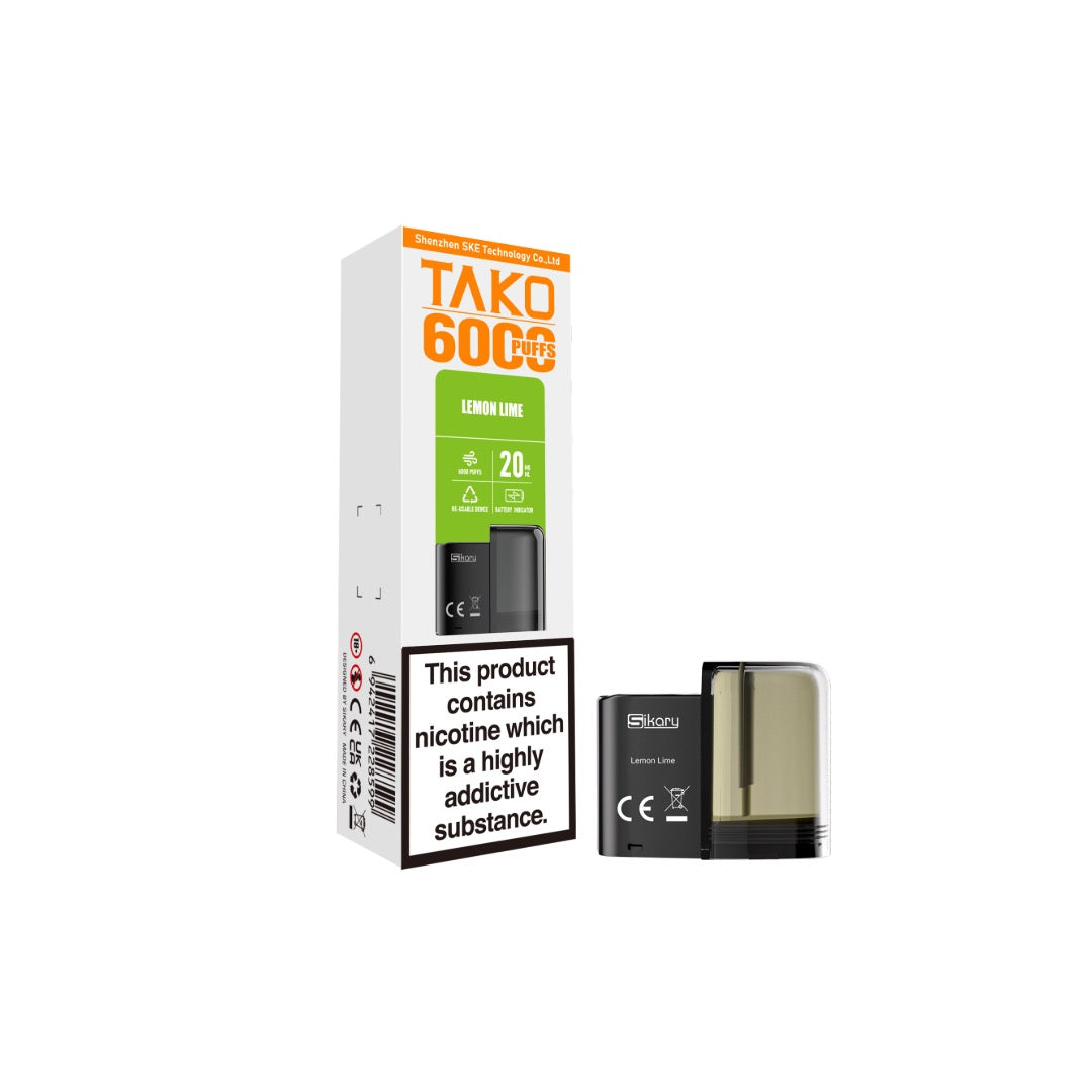 20mg Sikary Tako SP6000 Prefilled Pods 6000 Puffs - Flavour: Bull Ice