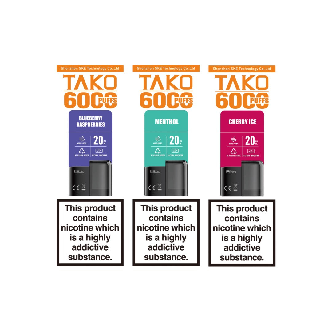 20mg Sikary Tako SP6000 Prefilled Pods 6000 Puffs - Flavour: Menthol