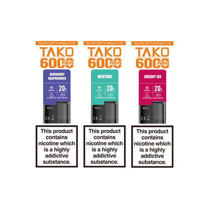 20mg Sikary Tako SP6000 Prefilled Pods 6000 Puffs - Flavour: Strawberry Ice