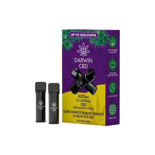 600mg Darwin CBD Prefilled Replacement Pods 1200 Puffs - 2 Pcs - Flavour: Cola Cubes