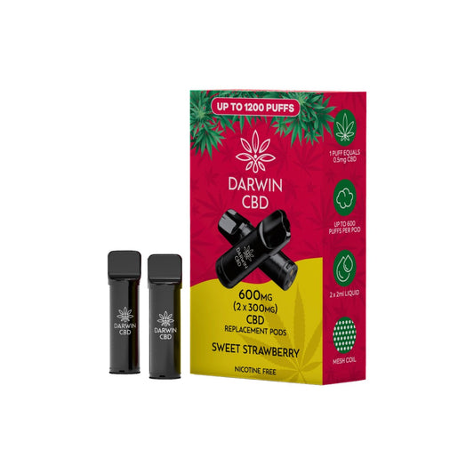 600mg Darwin CBD Prefilled Replacement Pods 1200 Puffs - 2 Pcs - Flavour: Fruit Punch
