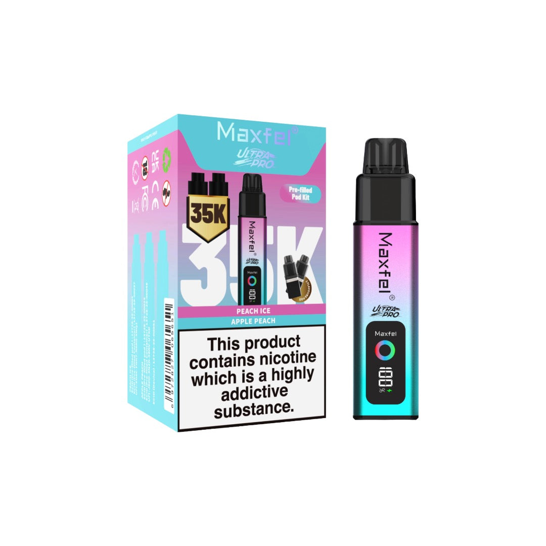 Maxfel Ultra Pro 35k Puffs Prefilled Pod Vape Kit - Flavour: Red Apple Ice/ Sour Apple