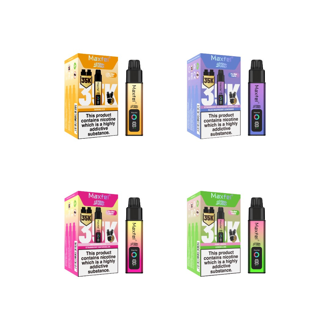 Maxfel Ultra Pro 35k Puffs Prefilled Pod Vape Kit - Flavour: Cherry Ice/ Fizzy Cherry