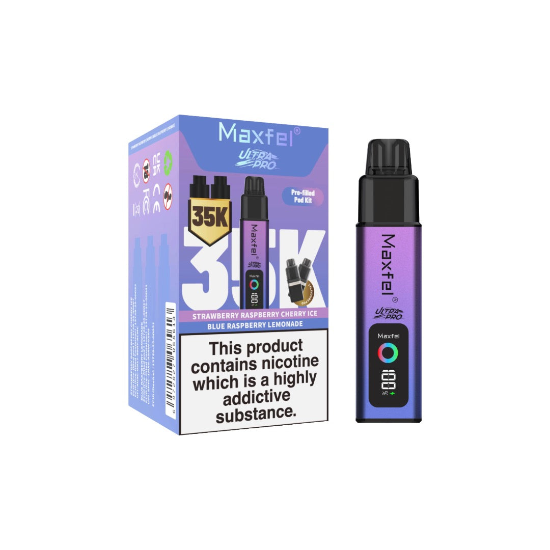 Maxfel Ultra Pro 35k Puffs Prefilled Pod Vape Kit - Flavour: Watermelon Ice/ Strawberry Watermelon