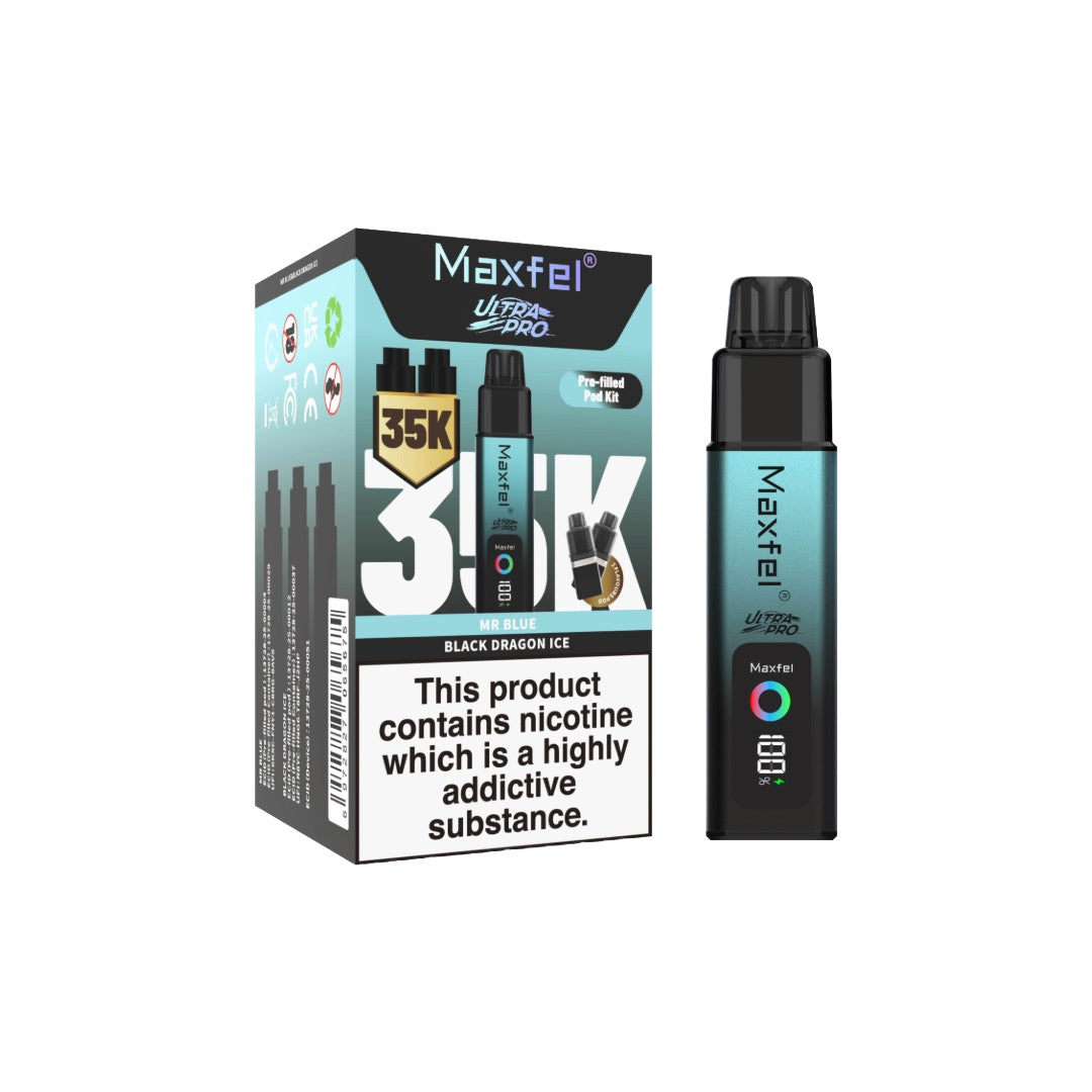 Maxfel Ultra Pro 35k Puffs Prefilled Pod Vape Kit - Flavour: Kiwi Passionfruit Guava/ Strawberry Kiwi
