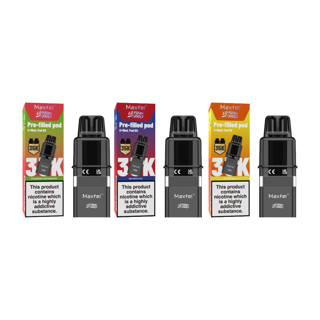 20mg Maxfel Ultra Pro Replacement Prefilled Pods 17500 Puffs - Flavour: Cherry Ice