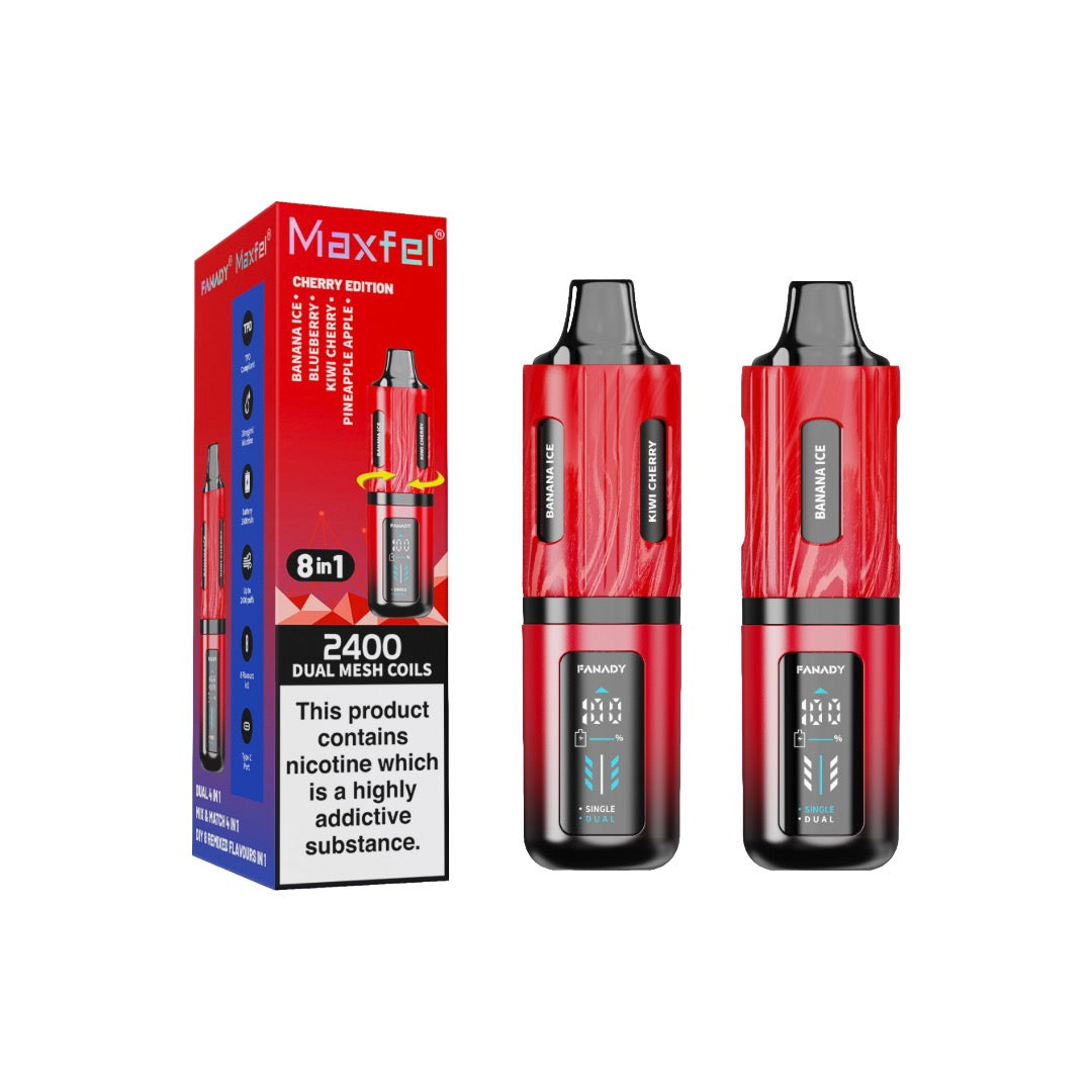 20mg Maxfel Legend Fanady 8 in 1 2400 Puffs Prefilled Pod Vape Kit - Flavour: Strawberry Edition