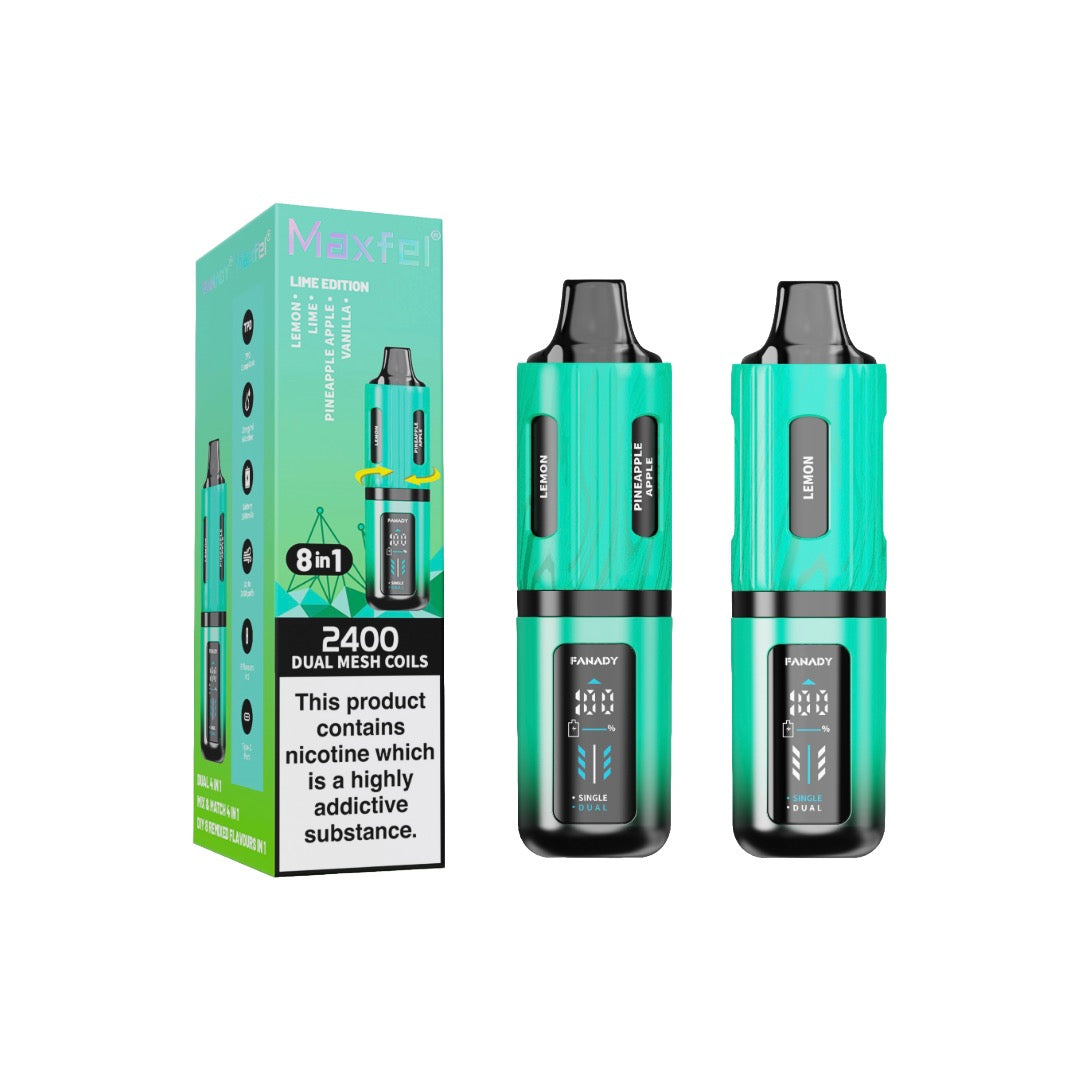 20mg Maxfel Legend Fanady 8 in 1 2400 Puffs Prefilled Pod Vape Kit - Flavour: Mint Edition