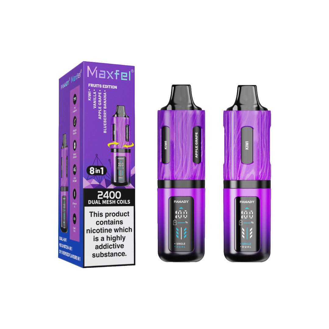 20mg Maxfel Legend Fanady 8 in 1 2400 Puffs Prefilled Pod Vape Kit - Flavour: Fizzy Edition