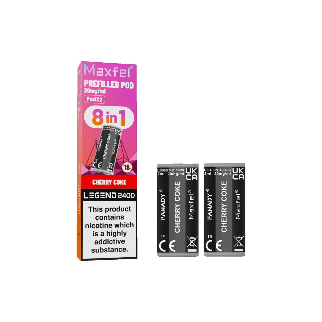 20mg Maxfel Legend Fanady Prefilled Pods 2400 Puffs - Flavour: Kiwi Cherry