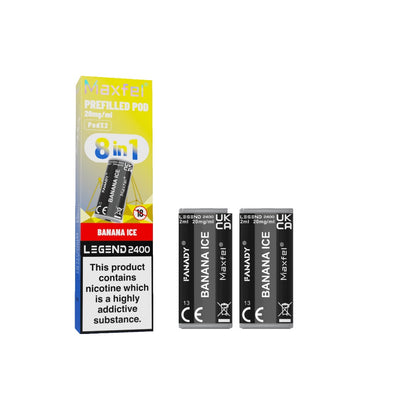 20mg Maxfel Legend Fanady Prefilled Pods 2400 Puffs - Flavour: Mango Kiwi