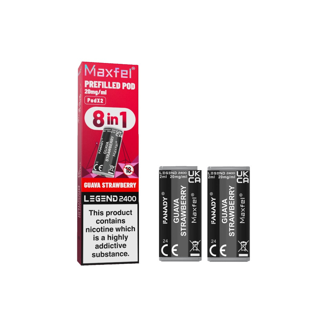 20mg Maxfel Legend Fanady Prefilled Pods 2400 Puffs - Flavour: Mango Kiwi