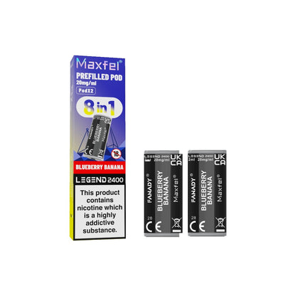 20mg Maxfel Legend Fanady Prefilled Pods 2400 Puffs - Flavour: Pineapple Watermelon