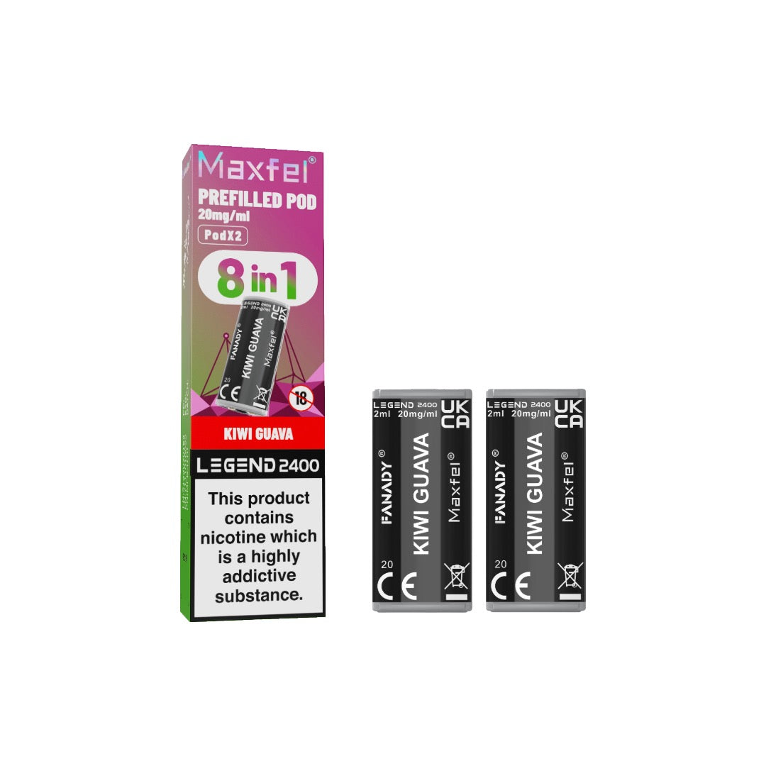 20mg Maxfel Legend Fanady Prefilled Pods 2400 Puffs - Flavour: Kiwi Cherry