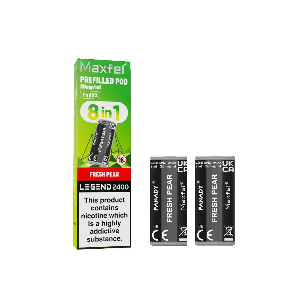 20mg Maxfel Legend Fanady Prefilled Pods 2400 Puffs - Flavour: Kiwi Guava