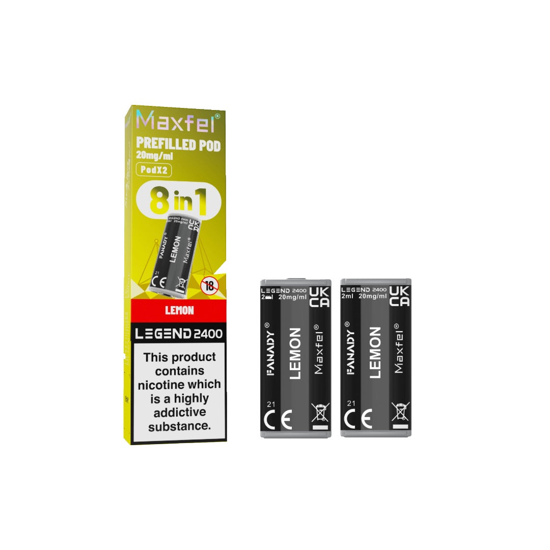 20mg Maxfel Legend Fanady Prefilled Pods 2400 Puffs - Flavour: Strawberry Ice