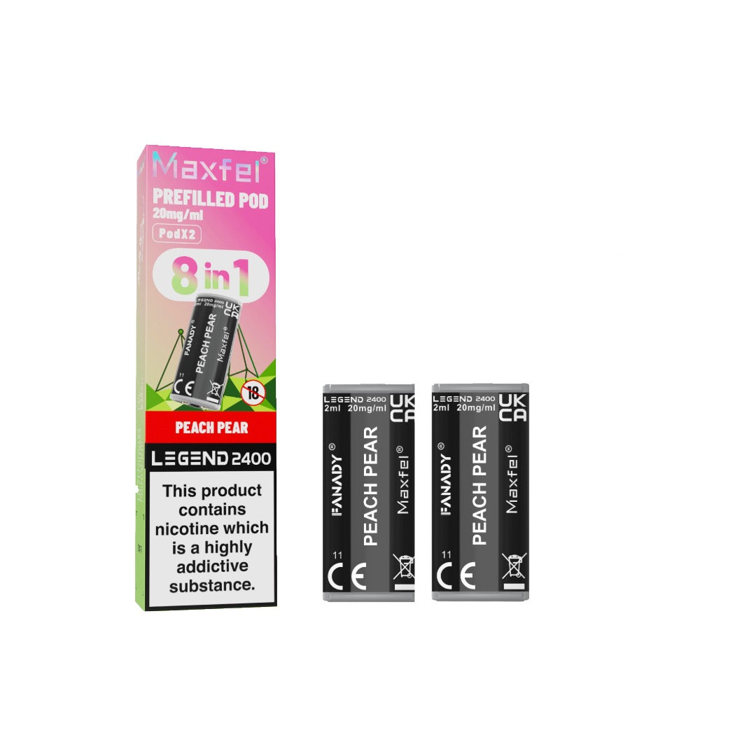 20mg Maxfel Legend Fanady Prefilled Pods 2400 Puffs - Flavour: Blue Raspberry