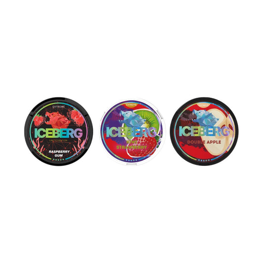50mg Iceberg Extreme Nicotine Pouches - 20 Pouches - Flavour: Raspberry Gum