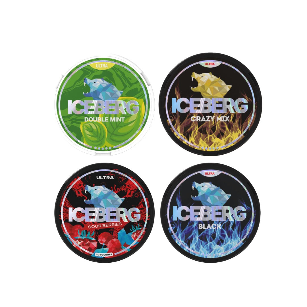 50mg  Iceberg Ultra Nicotine Pouches - 20 Pouches - Flavour: Crazy Mix