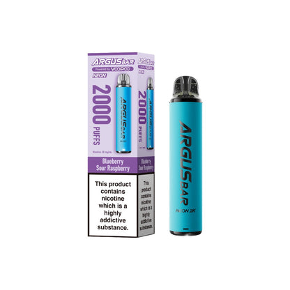 20mg Voopoo Argus Bar Neon 2K Prefilled Pod Vape Kit - Flavour: Blueberry Sour Raspberry