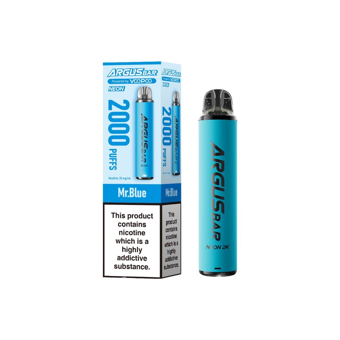 20mg Voopoo Argus Bar Neon 2K Prefilled Pod Vape Kit - Flavour: Mr Blue