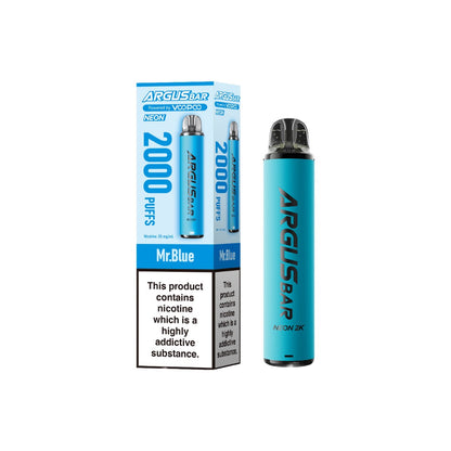 20mg Voopoo Argus Bar Neon 2K Prefilled Pod Vape Kit - Flavour: Mr Blue