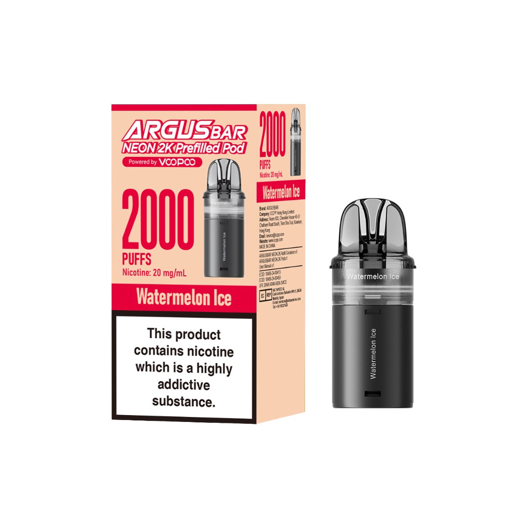 20mg Voopoo Argus Bar Neon 2K Prefilled Pods - Flavour: Lemon Lime