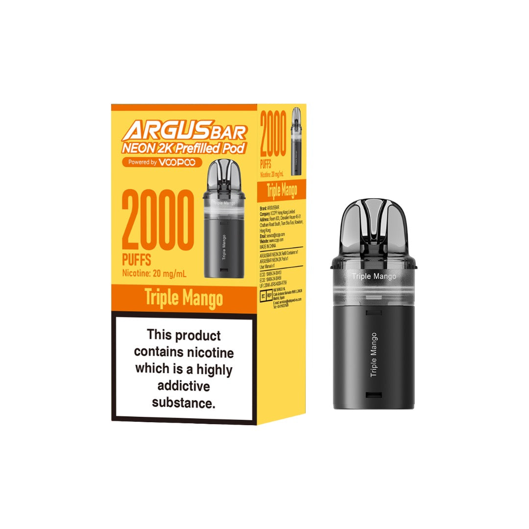 20mg Voopoo Argus Bar Neon 2K Prefilled Pods - Flavour: Banana Ice