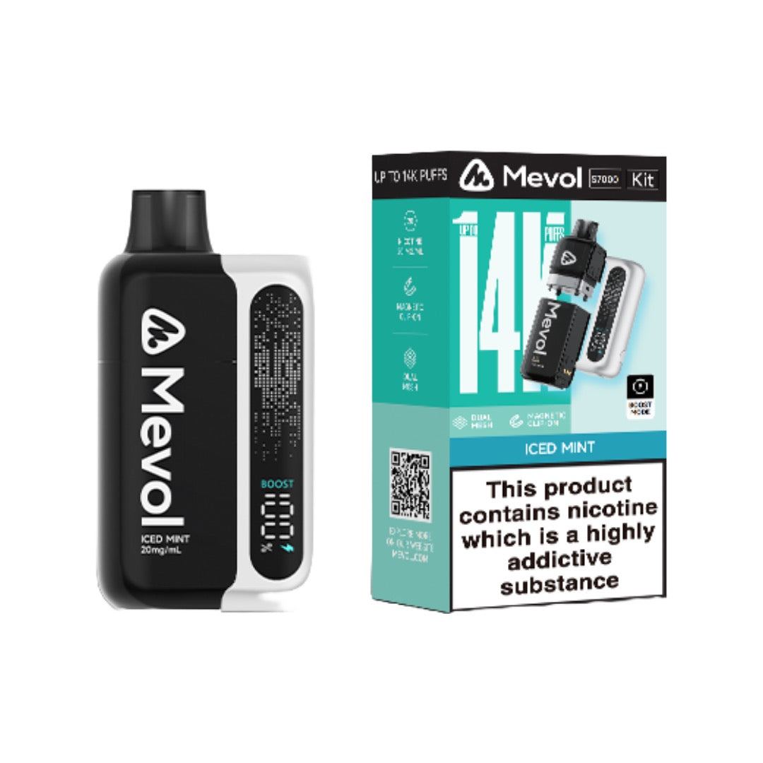 20mg Mevol S7000 Prefilled Pod Vape Kit 14k puffs - Flavour: Peach Ice