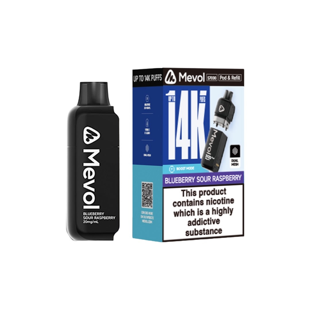 20mg Mevol S7000 Prefilled Pod & Refill 14k puffs - Flavour: Blueberry Pomegranate