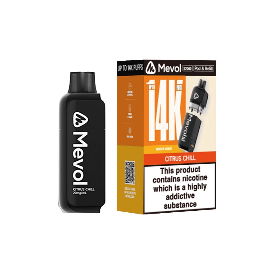 20mg Mevol S7000 Prefilled Pod & Refill 14k puffs - Flavour: Cherry Ice