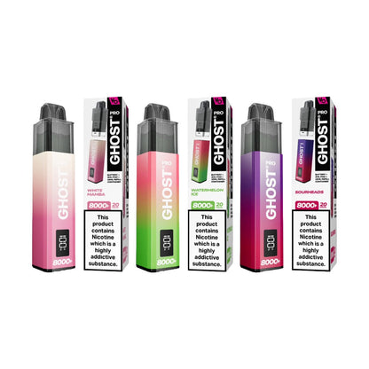 20mg Ghost Pro 8000+ By Vapes Bars Prefilled Pod Vape Kit - Flavour: Peach Mango