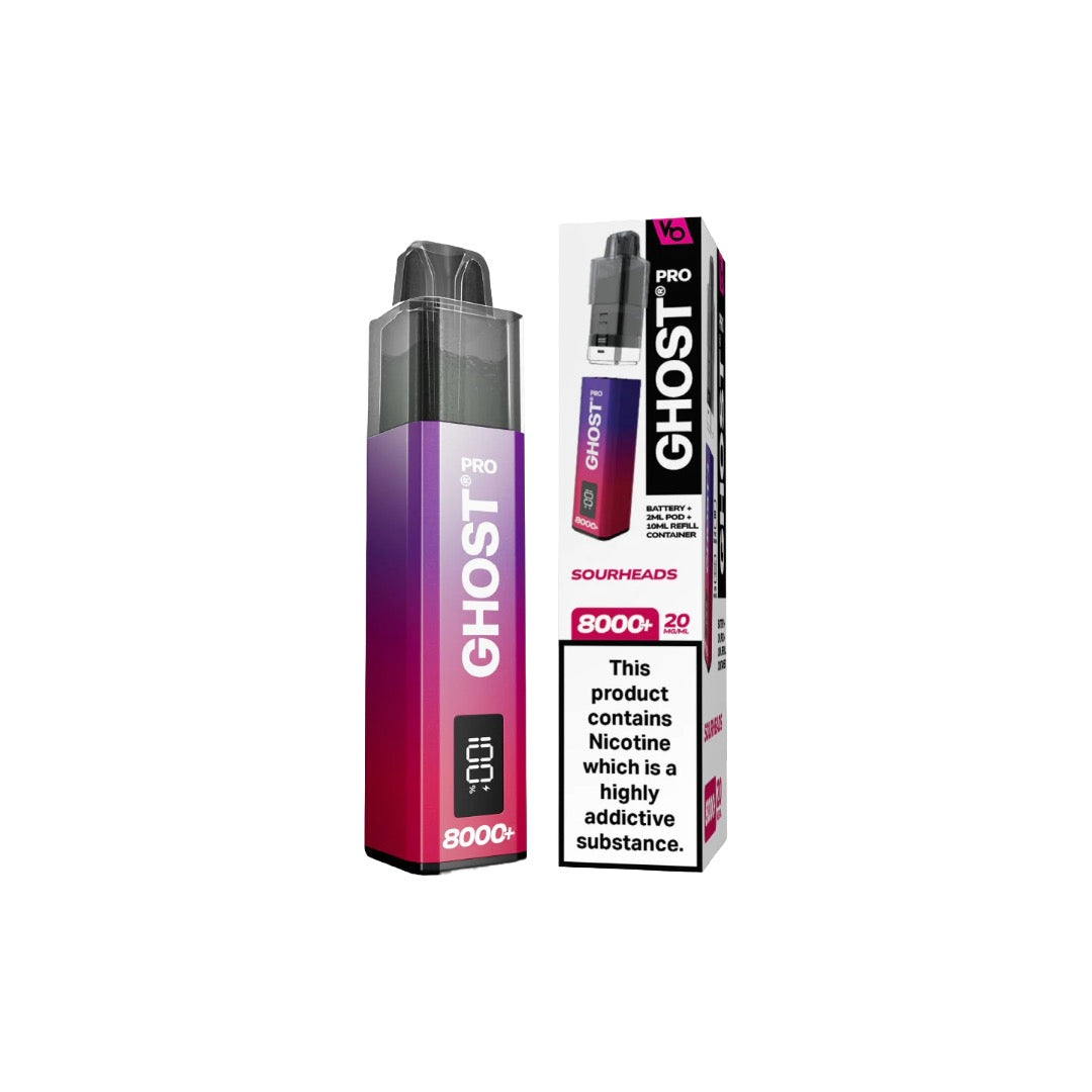 20mg Ghost Pro 8000+ By Vapes Bars Prefilled Pod Vape Kit - Flavour: Black Mamba