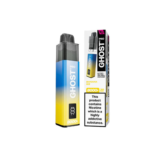 20mg Ghost Pro 8000+ By Vapes Bars Prefilled Pod Vape Kit - Flavour: Peach Mango