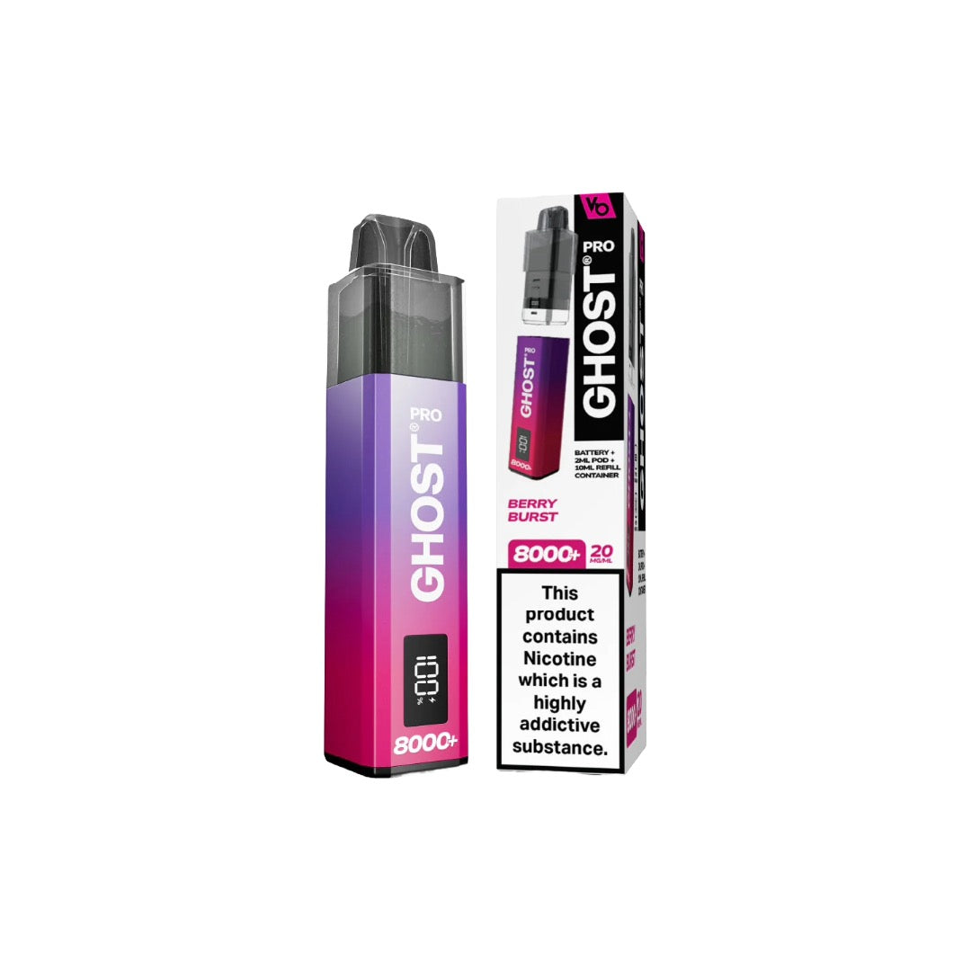 20mg Ghost Pro 8000+ By Vapes Bars Prefilled Pod Vape Kit - Flavour: Peach Mango