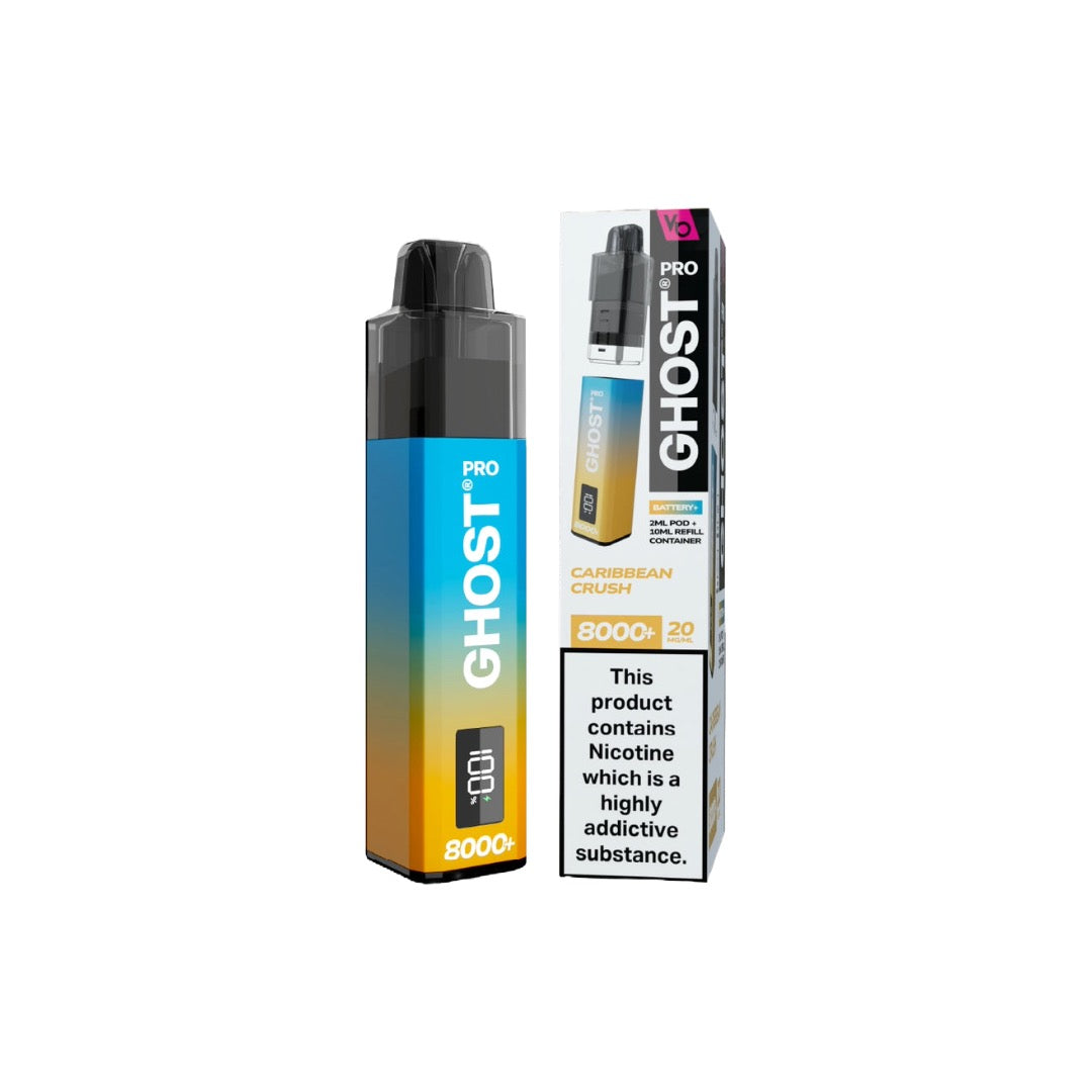 20mg Ghost Pro 8000+ By Vapes Bars Prefilled Pod Vape Kit - Flavour: Banana Ice